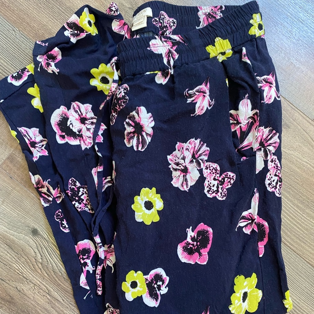 J. Crew floral print pull on pants